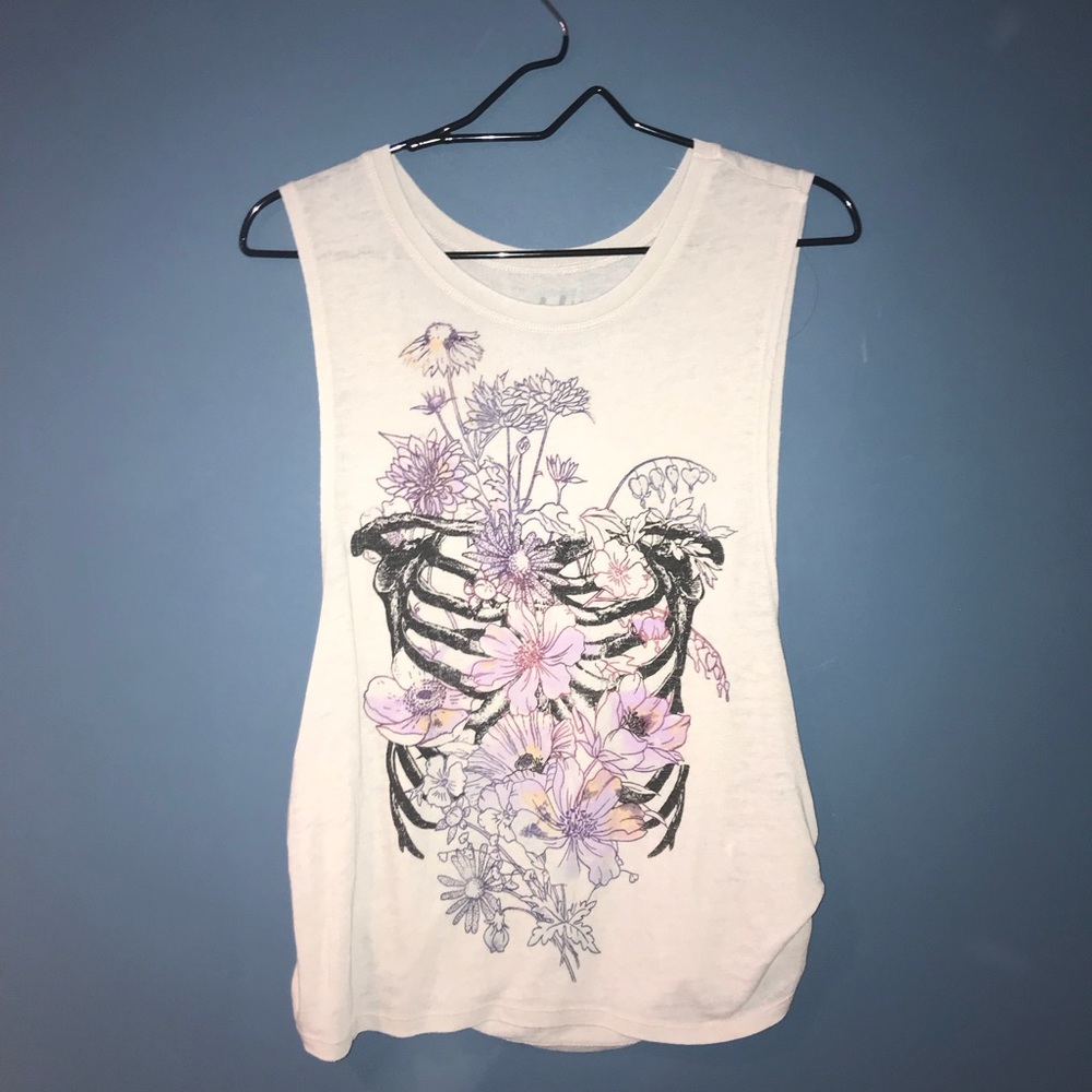 Floral Gray Muscle Tee